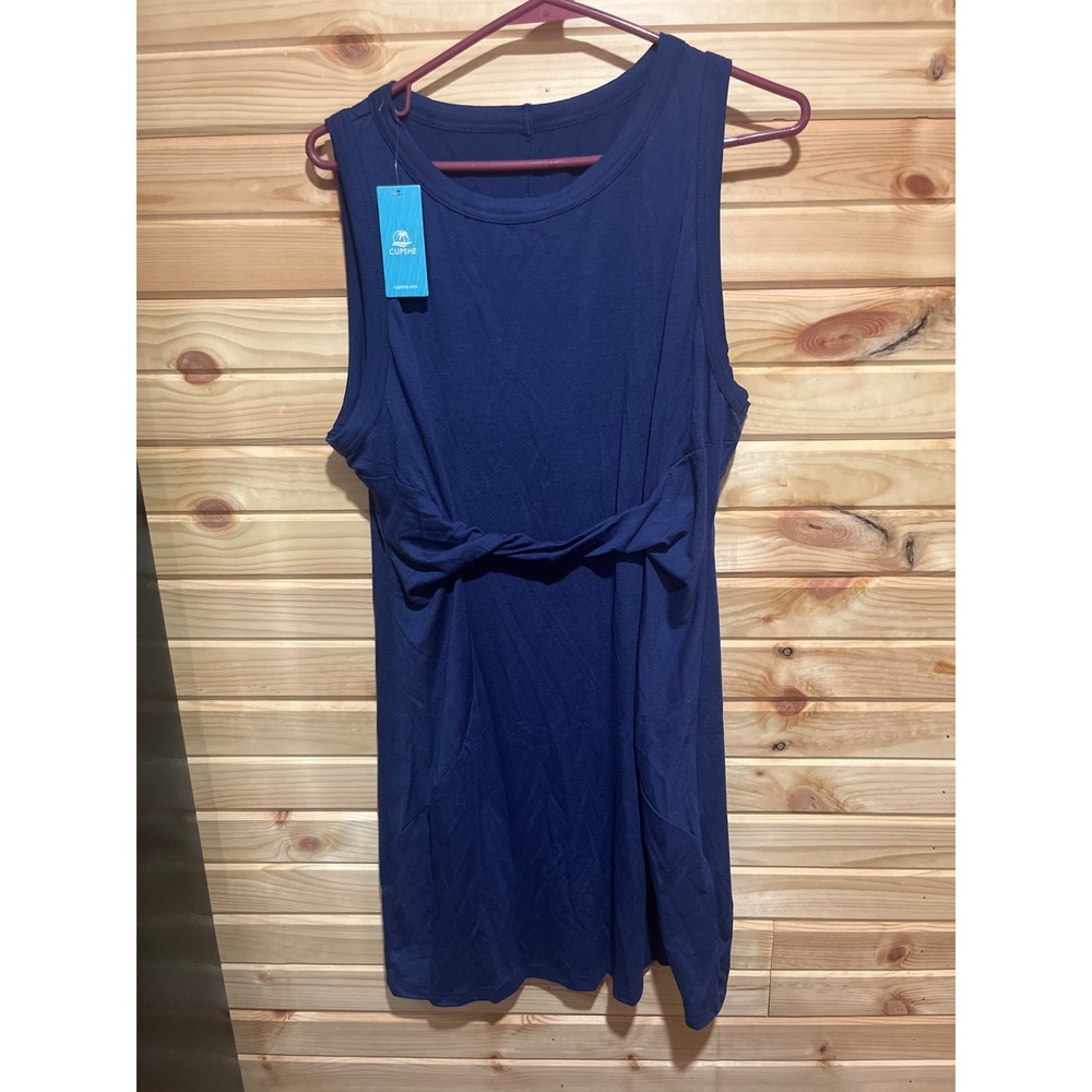 Cupshe Navy Blue Sleeveless Front Twist Knot Tank Mini Dress CAA05A3B088UU L